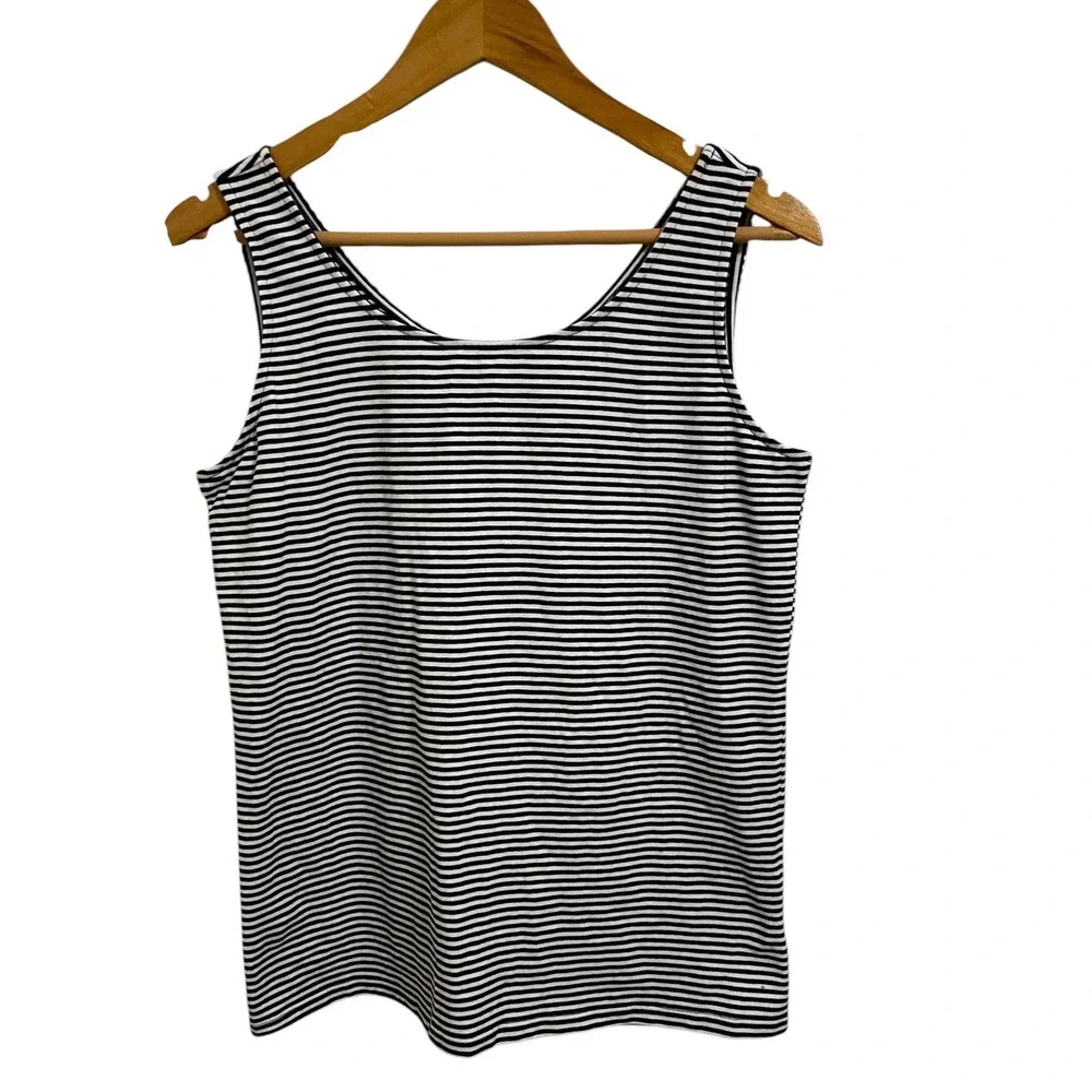 Talbots NEW Striped Tank Top Scoop Neck Nautical Minimalist Coastal Size M NEW - Picture 2 of 10